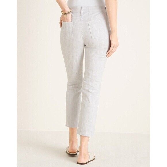 CHICOS Womens So Slimming Striped Girlfriend Crops Size 10 New With Tags‎ Gift - Picture 2 of 10